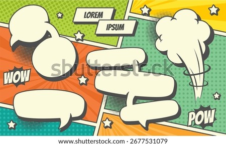 abstract comic cartoon in pop art style background. vector illustration