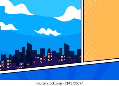 Abstract comic colorful frame background with cloud illustration	