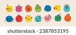 Abstract comic Faces with various Emotions. Crayon drawing style. Different colorful characters in cartoon style and Flat design. Hand drawn Emoji Vector illustration.