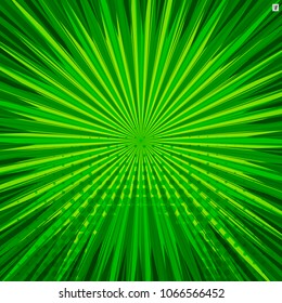 Abstract comic green background for style pop art design. Retro burst template backdrop. Light rays effect. Vintage comic book style, halftone modern print texture, vector.