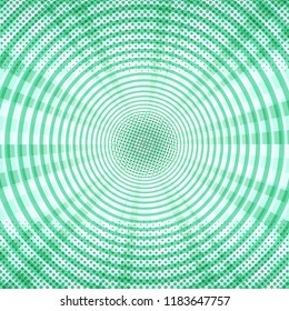 Abstract comic light green background with dynamic radial halftone circles effects. Vector illustration