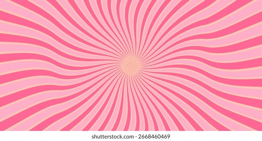 Estilo de dibujos animados de fondo rosa cómico abstracto. luz del sol. Ilustración vectorial.