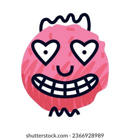 Abstract Comic Pink Face Show Emotion Vector Illustration