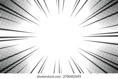 Cómic Abstractas con líneas radiales sobre un fondo blanco. Ilustración vectorial de un diseño de superhéroe. Marco de manga con líneas de velocidad.