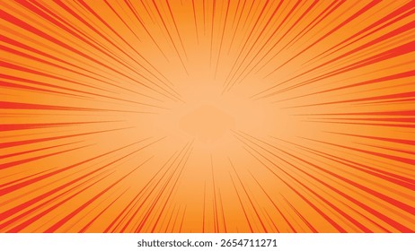 linhas rápidas abstratas em quadrinhos sobre fundo cor laranja