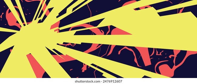 Abstract Comic Style Digital Art Background in Vibrant Colors and Fluid Forms, Multi Colors Geometric Cartoon Shapes, Trendy Modern Design, Applicable For Placards, Banners, Cover Illustration