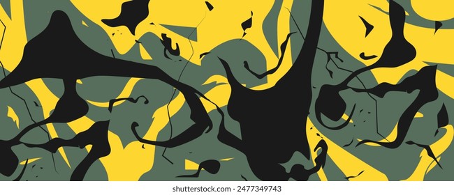 Abstrakter Comic-Stil Graffiti Bunte Digitalkunst Hintergrund: Lebendige flüssige Formen und mehrfarbige geometrische Cartoon-Formen für trendige moderne Design - perfekt für Plakate, Banner und Cover 