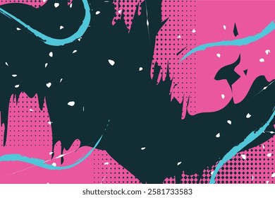 Abstract Comic Style Graffiti Colorful Digital Art Background Cover Vibrant Fluid Forms and Multi-Color Geometric Cartoon Shapes for Trendy Modern Design 