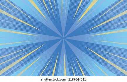 Abstract Comics Book Sunburst Background. Superhero Poster with Halftone Element Vector Illustration