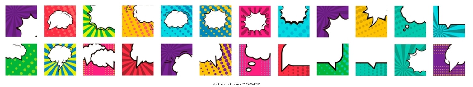 Comics abstractos plantilla de arte pop con vigas de nubes