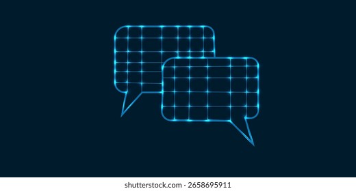Abstract Comment icon background, consisting of points, lines, and shapes in the form of planets, stars and the universe. Vector business