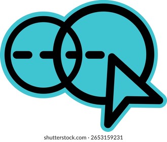 Ícone de Comunicação Abstrata: Bolha de Mensagens Vazia com Cursor e Símbolo de Subtração