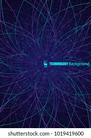 Abstract communication network background. Fractal element with lines and dots array. Big data connection complex concept. Eps10 Vector illustration