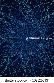 Abstract communication network background. Fractal element with lines and dots array. Big data connection complex concept. Eps10 Vector illustration