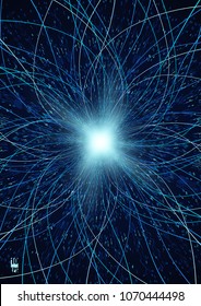 Abstract communication network background. Fractal element with lines and dots array. Big data connection complex concept. Eps10 Vector illustration