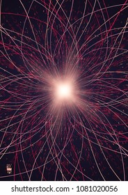 Abstract communication network background. Fractal element with lines and dots array. Big data connection complex concept. Eps10 Vector illustration