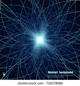 Abstract communication network background. Fractal element with lines and dots array. Big data connection complex concept. Eps10 Vector illustration