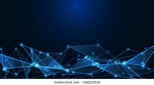 Abstract. Communications or technology, science background. connected dots on bright blue background. vector.