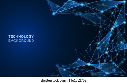 Abstract. Communications or technology, science background. connected dots on bright blue background. vector.