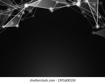 Abstract. Communications or technology, science background. connected dots on black background. vector.