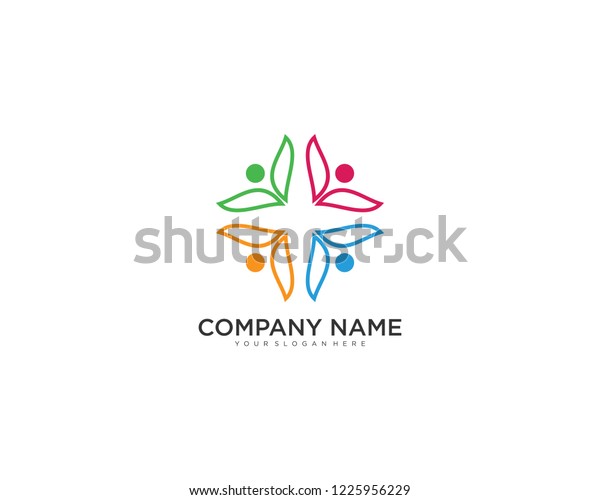 abstract community business care logo\
design, vector\
illustration