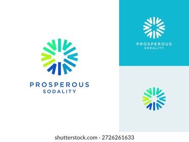 Resumo Comunidade Grupo Trabalho em equipe Parceria Sucesso Global Vetor Logo Design Ilustração