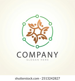 Abstract Community leaf people logo template