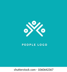 Abstract Community Logo Icon Vector Design. Creative Agency, Social Work, Teamwork, Business, Advertising Vector Logo.  Editable Design. Happy Motivated People In Colorful Logo. Team Web Icon.