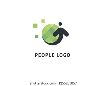 Abstract community logo icon vector design. Creative agency, social work, teamwork, business, advertising vector logotype. Happy motivated people in colorful logo. Team web icon