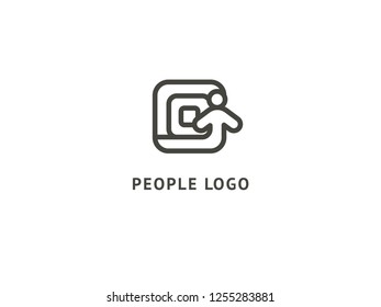 Abstract community logo icon vector design. Creative agency, social work, teamwork, business, advertising vector logotype. Happy motivated people in colorful logo. Team web icon
