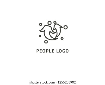 Abstract community logo icon vector design. Creative agency, social work, teamwork, business, advertising vector logotype. Happy motivated people in colorful logo. Team web icon