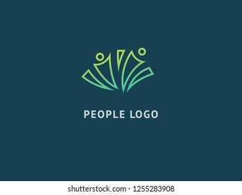 Abstract community logo icon vector design. Creative agency, social work, teamwork, business, advertising vector logotype. Happy motivated people in colorful logo. Team web icon