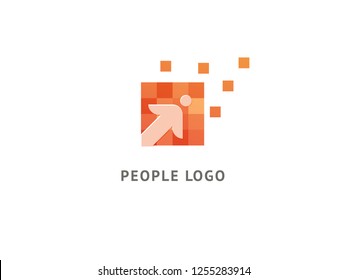 Abstract community logo icon vector design. Creative agency, social work, teamwork, business, advertising vector logotype. Happy motivated people in colorful logo. Team web icon