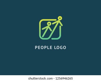 Abstract community logo icon vector design. Creative agency, social work, teamwork, business, advertising vector logotype. Happy motivated people in colorful logo. Team web icon