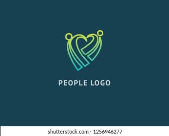 Abstract community logo icon vector design. Creative agency, social work, teamwork, business, advertising vector logotype. Happy motivated people in colorful logo. Team web icon