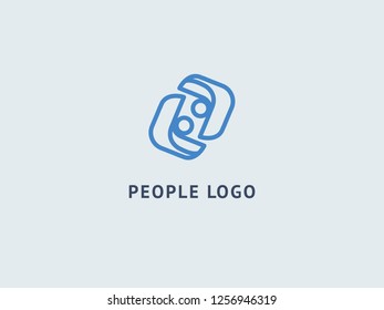 Abstract community logo icon vector design. Creative agency, social work, teamwork, business, advertising vector logotype. Happy motivated people in colorful logo. Team web icon