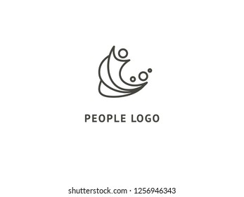 Abstract community logo icon vector design. Creative agency, social work, teamwork, business, advertising vector logotype. Happy motivated people in colorful logo. Team web icon