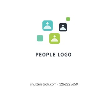 Abstract community logo icon vector design. Creative agency, social work, teamwork, business, advertising vector logo. Editable Design. Happy motivated people in colorful logo. Team web icon