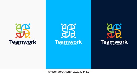 abstract community logo, teamwork logo design idea