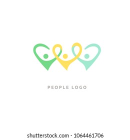 Abstract community logo vector design. Creative agency, social work, teamwork, business, advertising vector logo. Happy motivated people in colorful logo. Team web icon.