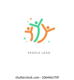 Abstract community logo vector design. Creative agency, social work, teamwork, business, advertising vector logo. Happy motivated people in colorful logo. Team web icon.