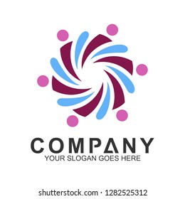 abstract community logo,people teamwork symbol,charity and foundation icon