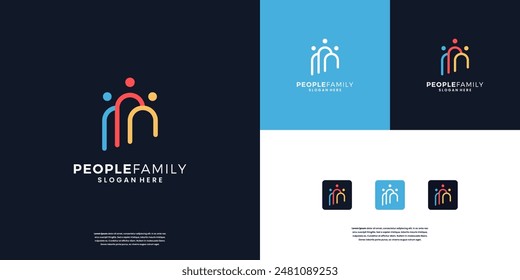 comunidad abstracta personas y familia humana logo diseño inspiración