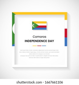 Abstract Comoros flag square frame stock illustration. Classic country frame with text for Independence day of Comoros.