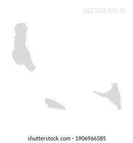 Abstract Comoros map with gray diagonal lines. Comoros stripes map. Vector illustration EPS10.