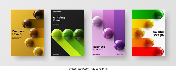 Abstraktes Unternehmen deckt ein Vektordesign-Illustrationspaket von A4 ab. Einfache 3D-Bälle Poster Concept-Kollektion.