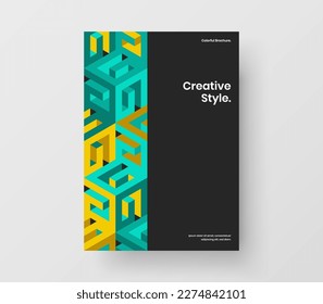 Abstract company cover A4 vector design concept. Colorful mosaic shapes presentation layout.