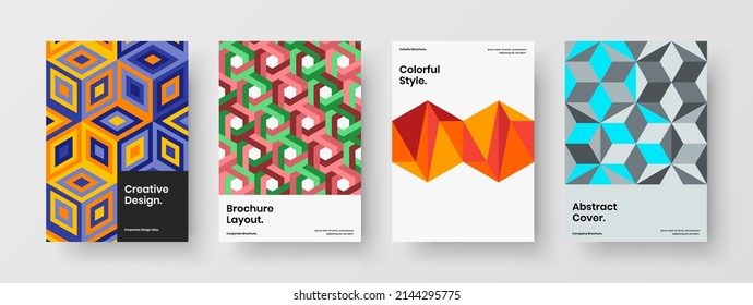 Abstract company cover design vector concept bundle. Minimalistic geometric shapes brochure template collection.