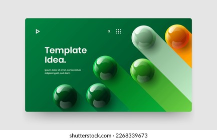 Abstract company cover design vector layout. Geometric realistic spheres site screen illustration.