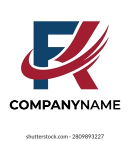 Abstract company logo with red and blue letters f k on white background